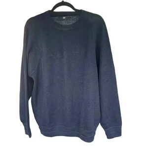 Rainforest crew neck sweater made in Peru blue medium alpaca tencel